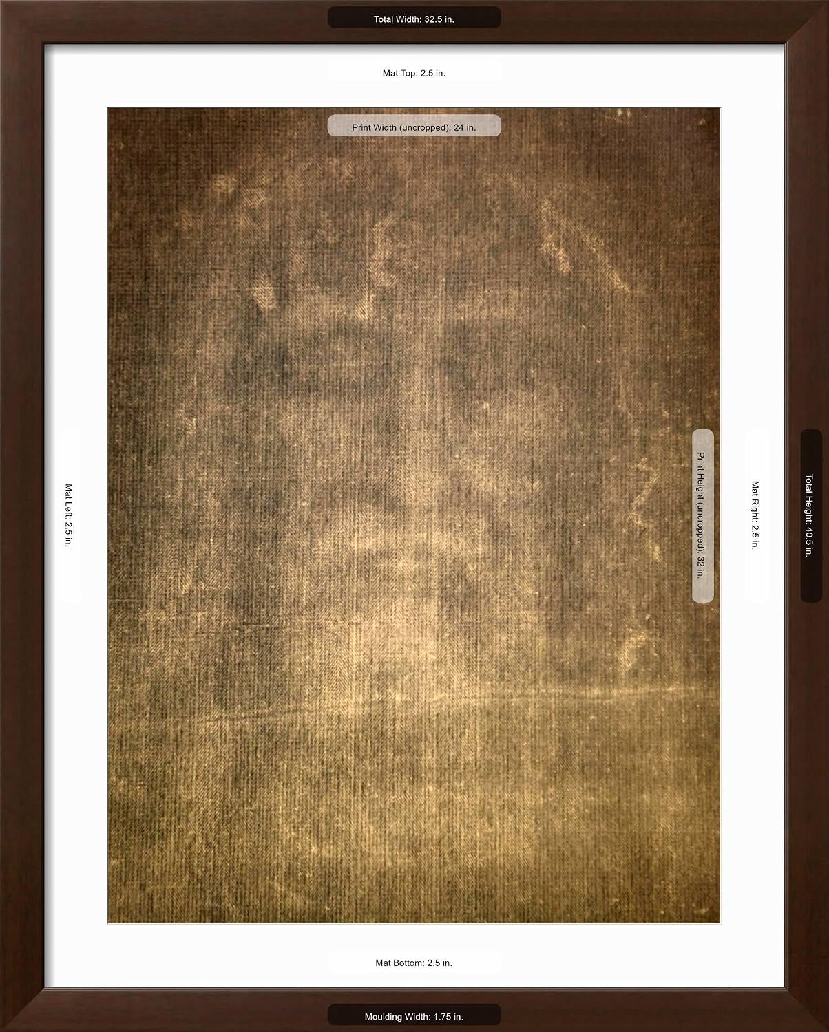 ART.COM Framed Wall Art Prints Detail of Shroud of Turin in Chiesa Della Ss. Annunziata Church, Turin, Piedmont, Italy, Europe, Places Decor, 24' x 32', Espresso Frame with White Mat