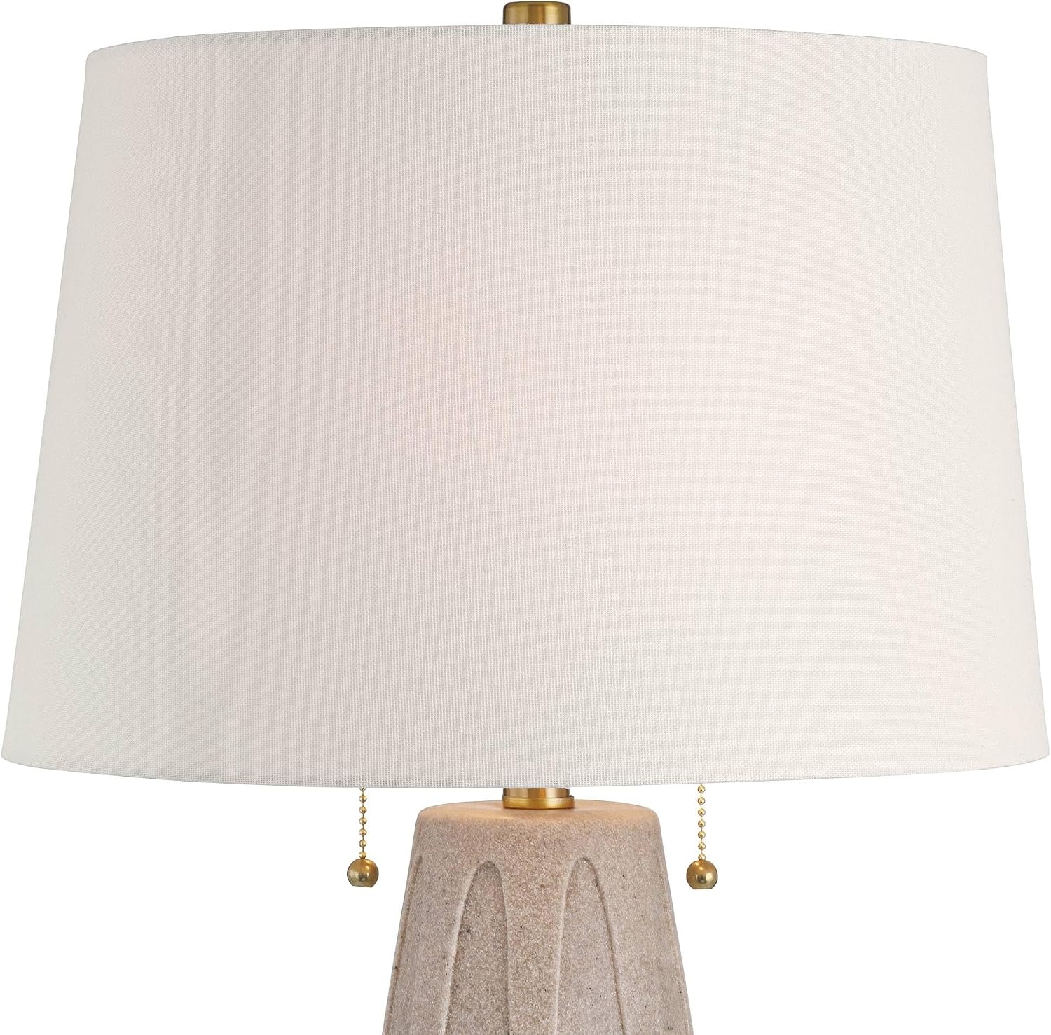 360 Lighting Arizona 28' Tall Modern Coastal Table Lamps Set of 2 Pull Chain Beige Faux Sandstone Finish Fabric White Shade Living Room Bedroom Bedside Nightstand House Office Home Reading
