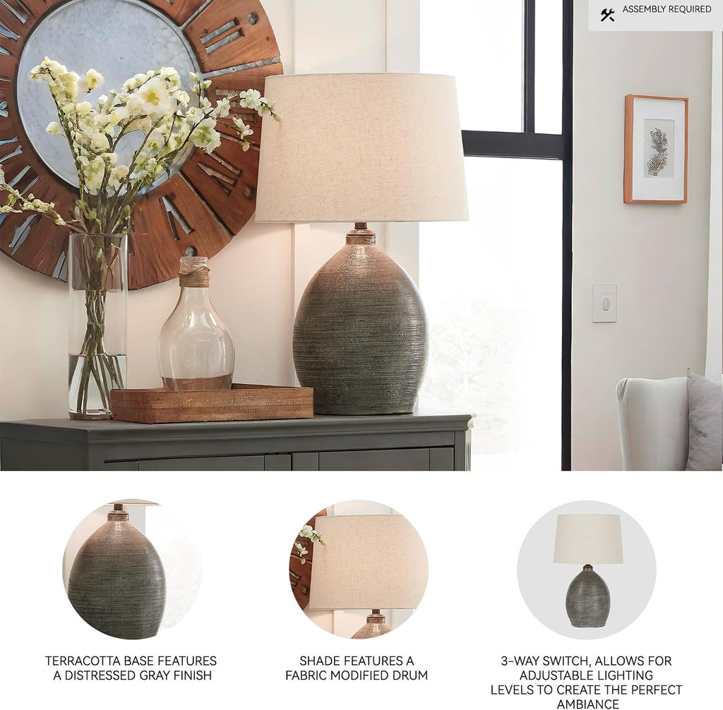 Signature Design by Ashley Joyelle Modern 27.5' Terracotta Table Lamp, Gray