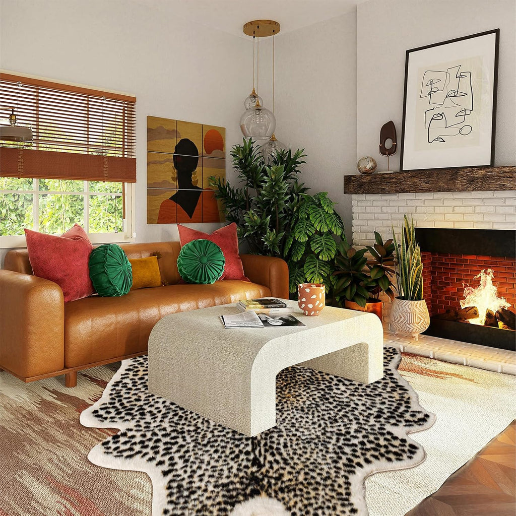 Huichenxing2021FURSTORE Leopard Rug Cheetah Print Rugs for Living Room Bedroom Faux Animal Print Area Rug Cowhide Skin Mat 6.2x8.2ft