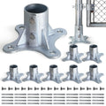 Chain Link Fence Post Flange - 2 1/2' Heavy Duty Round Post Base Bracket (8-Pack) Fits 2-3/8' Outer Diameter Fence/Mailbox/Flag Posts - Floor Mount Flange Kit