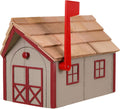 Amish Cedar Roof Wooden Mailbox with Window & Door Trim (Clay with Red Trim)