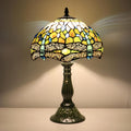 Tiffany Lamp Stained Glass Table Lamps Amber White Dragonfly Style Desk Lamp 12X12X18.5 Inch Bronze Ceramic Base Reading Light Suitable for Bedside Bedroom Living Room Dining Room Office