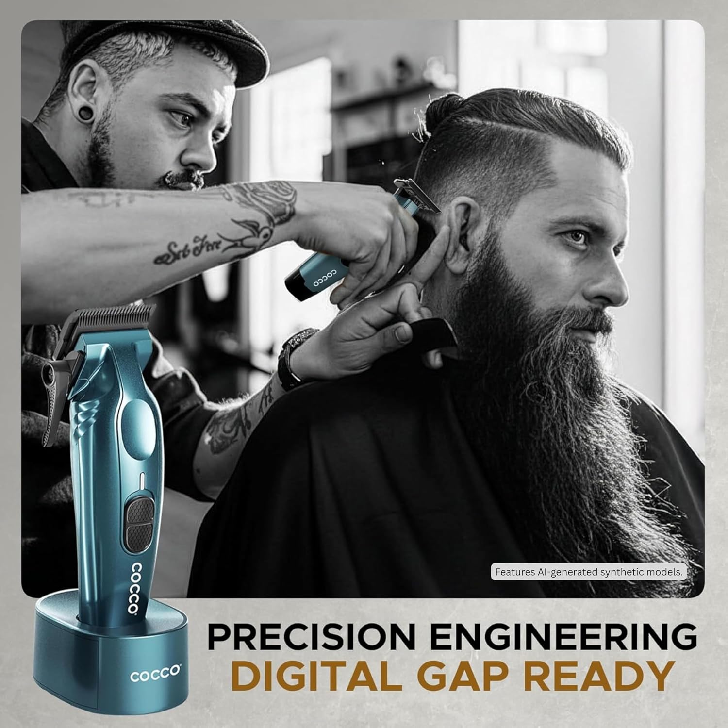 Cocco Hyper Veloce Pro Trimmer, Digital Gap Graphene Blade Edger, High-Torque Brushless BLDC Motor, Cordless, All-Metal Design, Lithium-Ion Battery, Charging Base Included