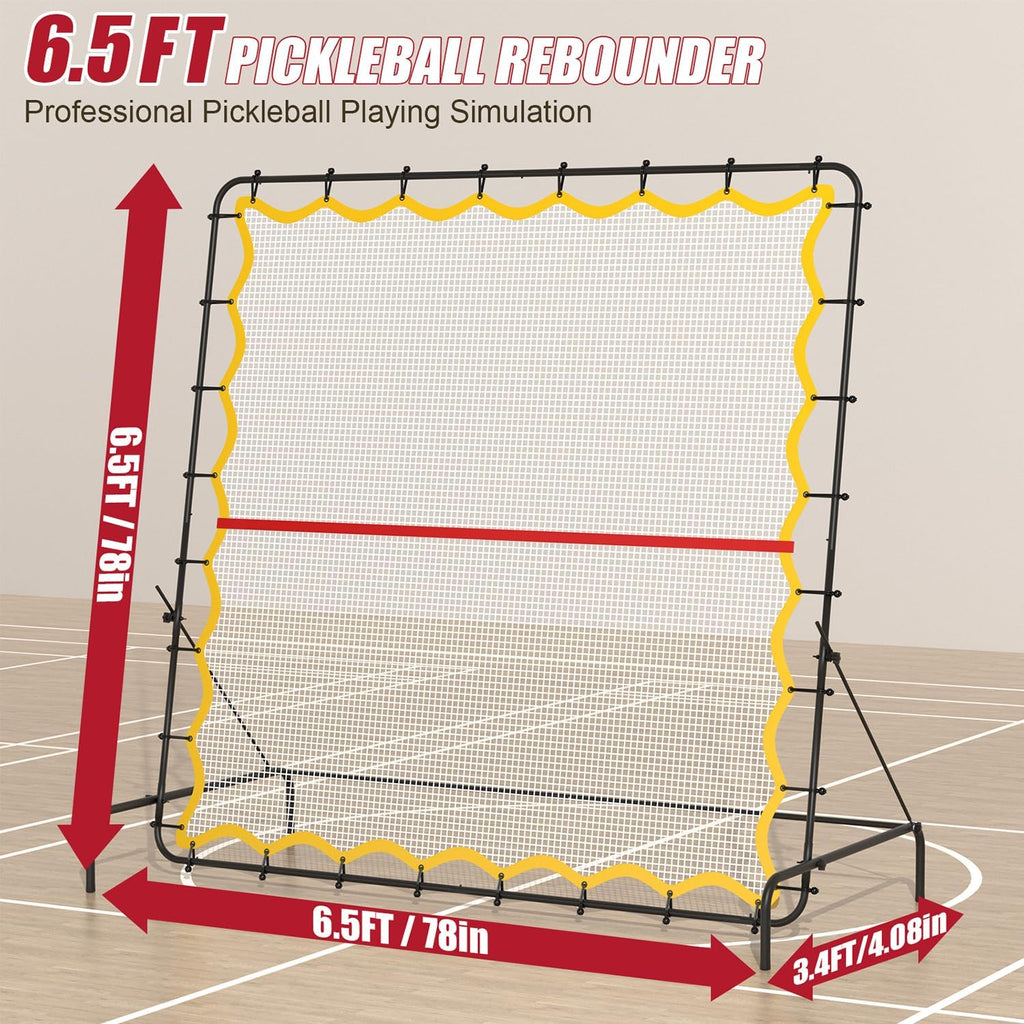 Pickleball Rebounder Net 6.5x6.5ft Portable Tennis Practice Wall Rebound Net Adjustable Tilt, Sport Training Equipment Bounce Back Net, for Court Backyard and Indoor & Outdoor
