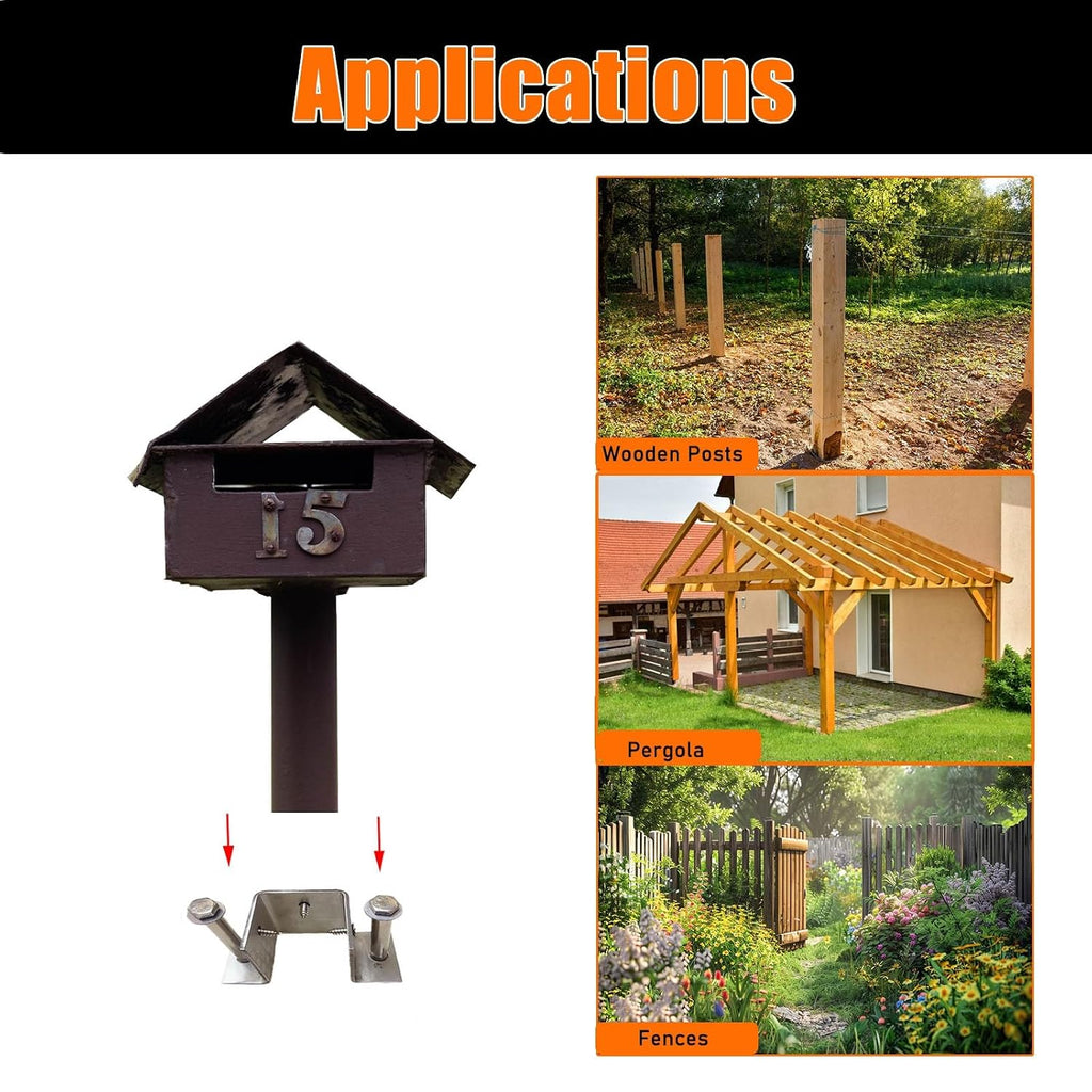 1x1 2x2 4x4 6x6 8x8 U-Channel Surface Mount Post Base, Post Anchor for Concrete/Wooden Floors/Brick Floors/Marble Floors, Mailbox/Pergola Column Support Bracket, 4pcs(2x2x2.4in)