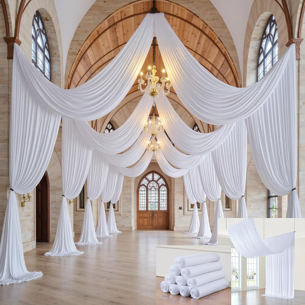 50ft x 15ft Long Backdrop Curtains for Wedding Parties, Wrinkle Free Polyester 10 Panels 15ft Long Photo Backdrop Drapes Back Drop Cloth Drapery for Birthday Photography Background Curtain