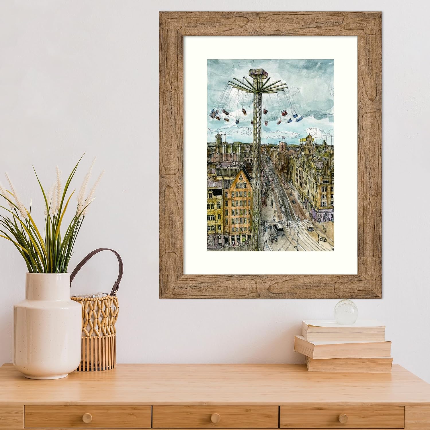 Amanti Art Framed Wall Art Print 24x18 European Afternoon IV by Melissa Wang, Cityscapes Wall Art, Industrial Urban Decor, Small Poster Painting Artwork for Living Room, Bedroom, Bathroom, Kitchen,