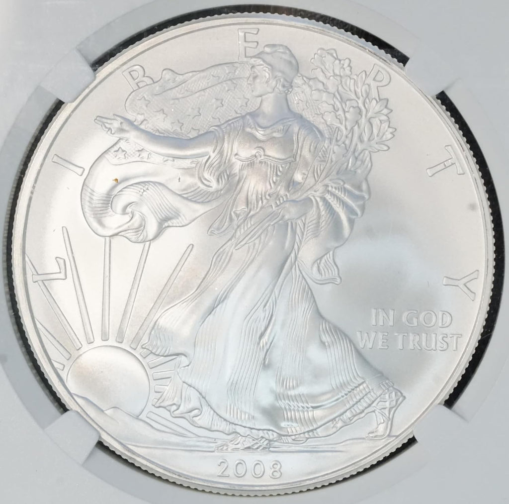 2008 American Silver Eagle $1 Coin MS 69 NGC Certified, Early Production from US Mint Sealed Box