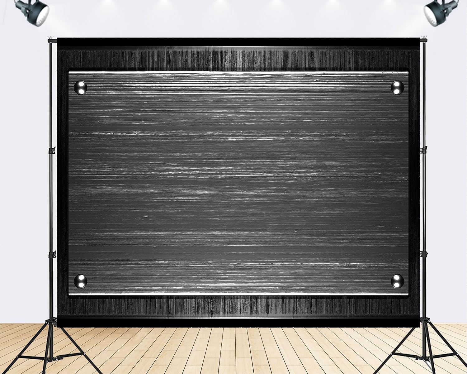 Trykid 20x10ft Silver Metal Plate Backdrop Brushed Texture Corner Rivets Photography Background Industrial Modern Scene Party Decoration Photo Booth Prop Fabric