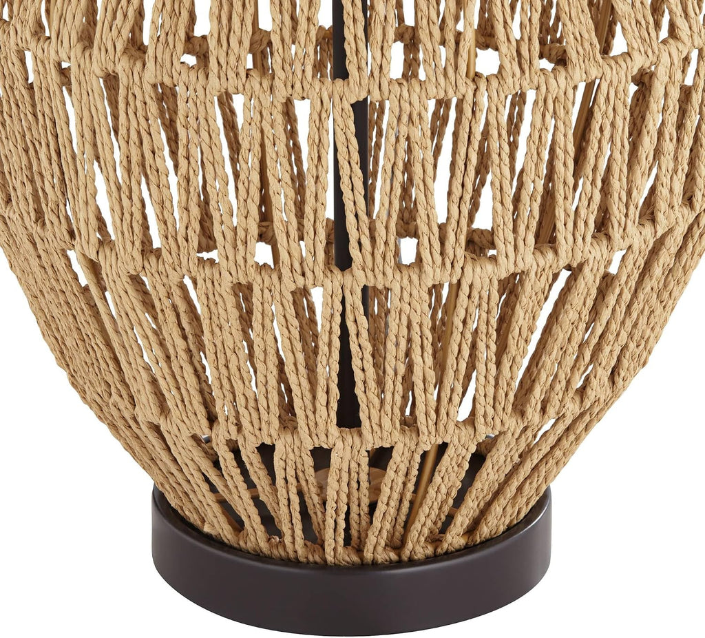 360 Lighting San Marcos 27' Tall Modern Coastal Cottage Core Table Lamps Set of 2 Natural Wicker Metal Fabric Oatmeal Shade Living Room Bedroom Bedside Nightstand House Office Home Reading Kitchen