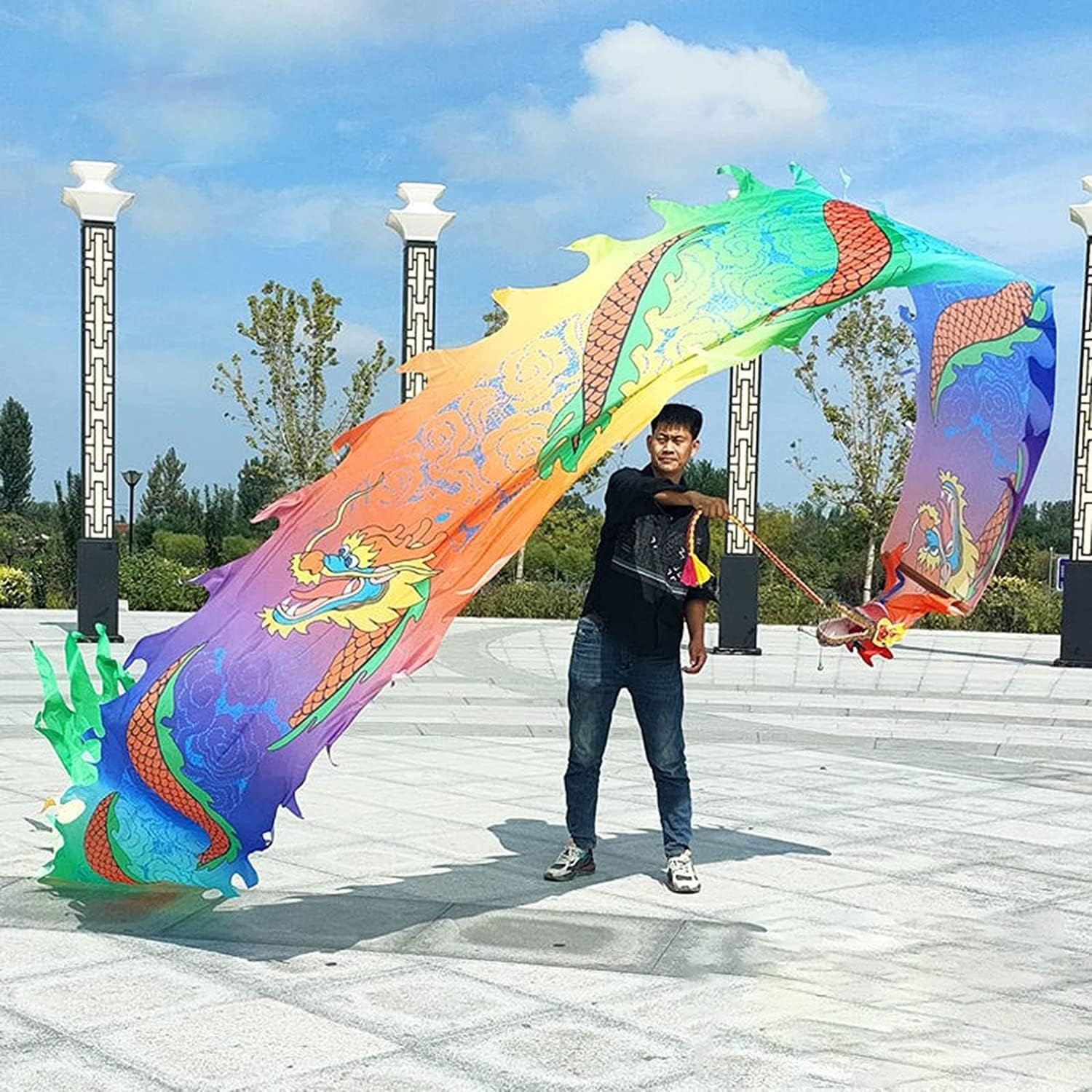 Dragon Dance Ribbon Poi, Practice Ribbon Streamer Silk Rave Accessories