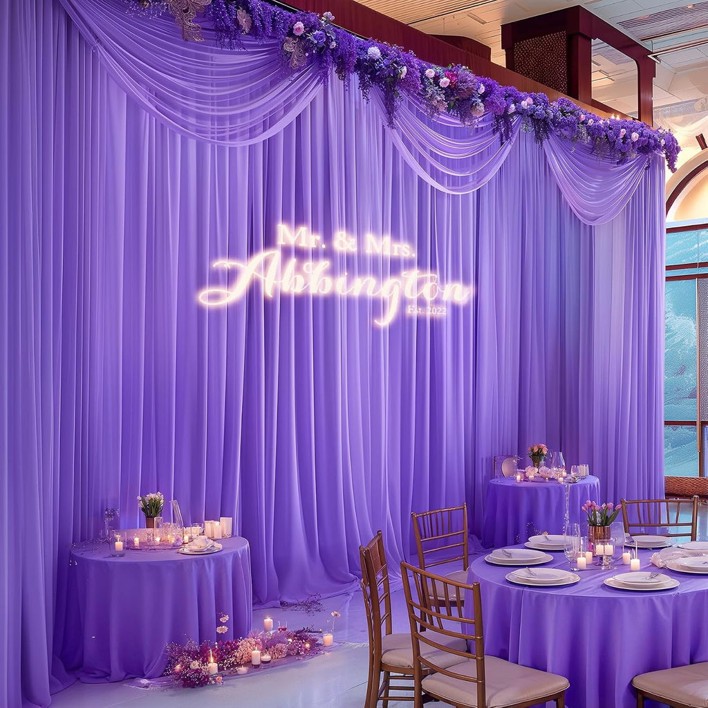 40ft x 10ft Purple Backdrop Curtains, Wrinkle-Free Sheer Chiffon Fabric Photo Backdrop Drapes for Wedding Arch Party Ceremony Stage Photography Decorations