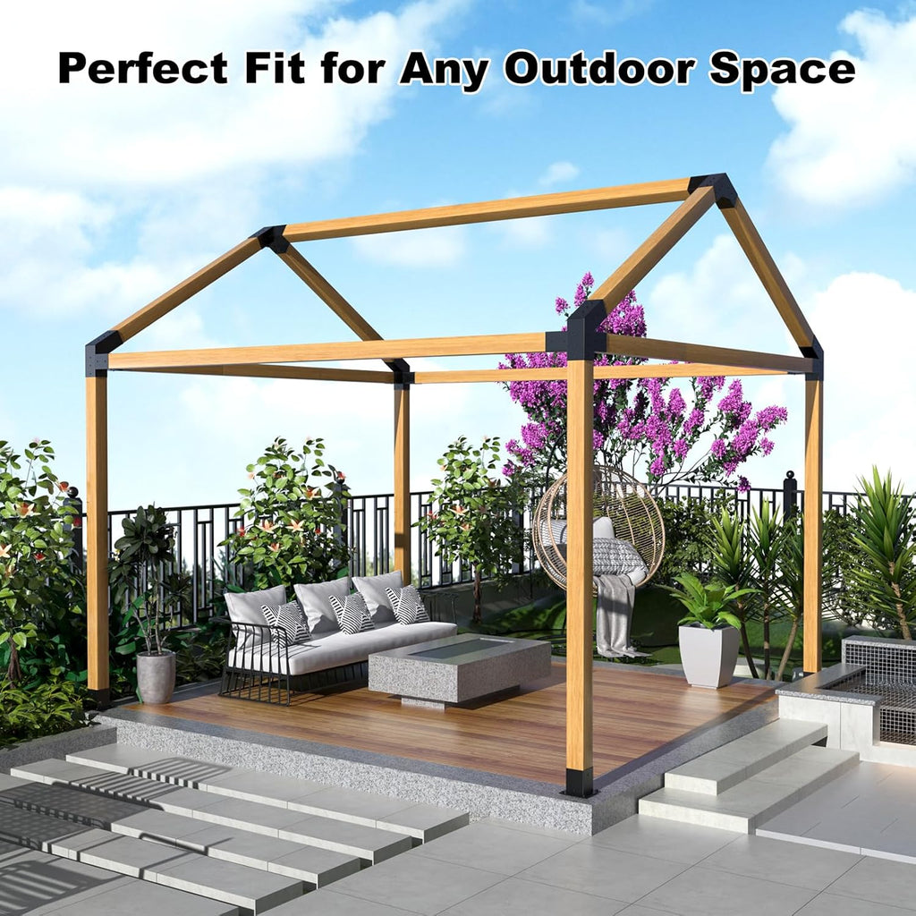 Heavy Duty 30°Slanted Roof Wall Mount 4x4 Pergola Bracket Kit,Angled Construction Pergola Hardware for Outdoor Wood Pergolas, Gazebo, Sheds