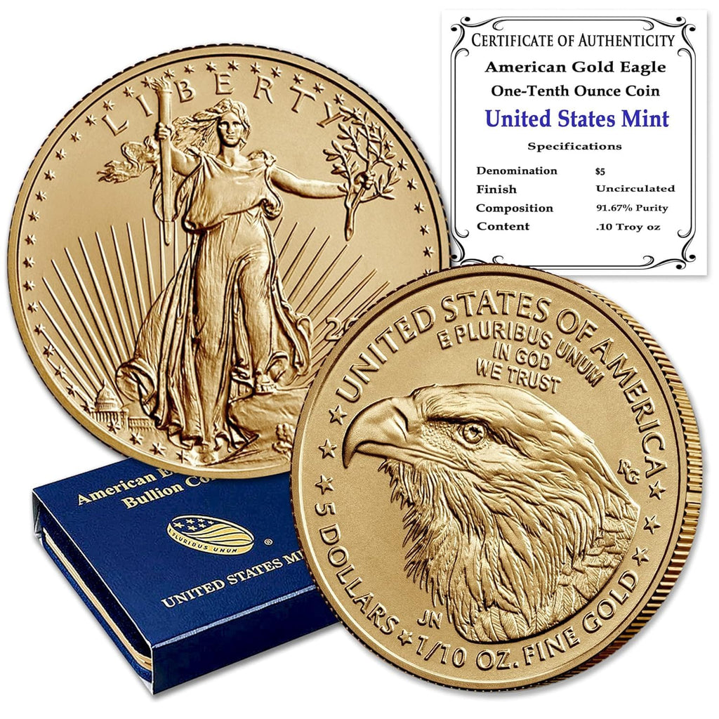 2024 ‎- 1/10 oz American Gold Eagle Coin Brilliant Uncirculated with Original United States Mint Box and a Certificate of Authenticity $5 Seller BU