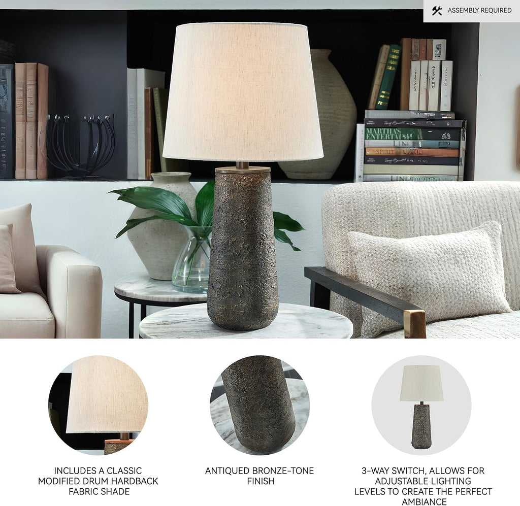 Signature Design by Ashley Chaston Casual Modern Table Lamp Set, 2 Count, Antique Bronze Finish