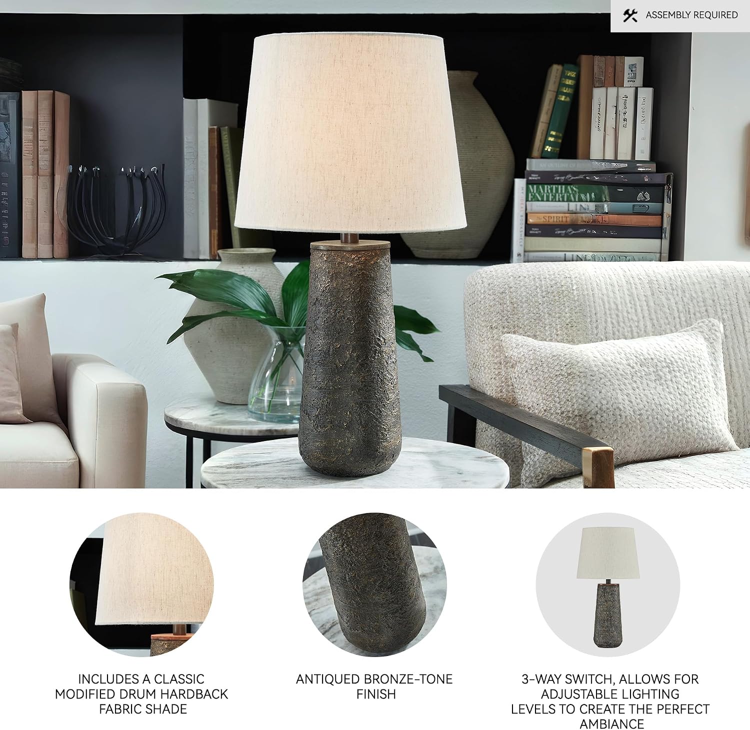 Signature Design by Ashley Chaston Casual Modern Table Lamp Set, 2 Count, Antique Bronze Finish