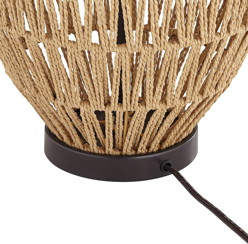 360 Lighting San Marcos 27' Tall Modern Coastal Cottage Core Table Lamps Set of 2 Natural Wicker Metal Fabric Oatmeal Shade Living Room Bedroom Bedside Nightstand House Office Home Reading Kitchen
