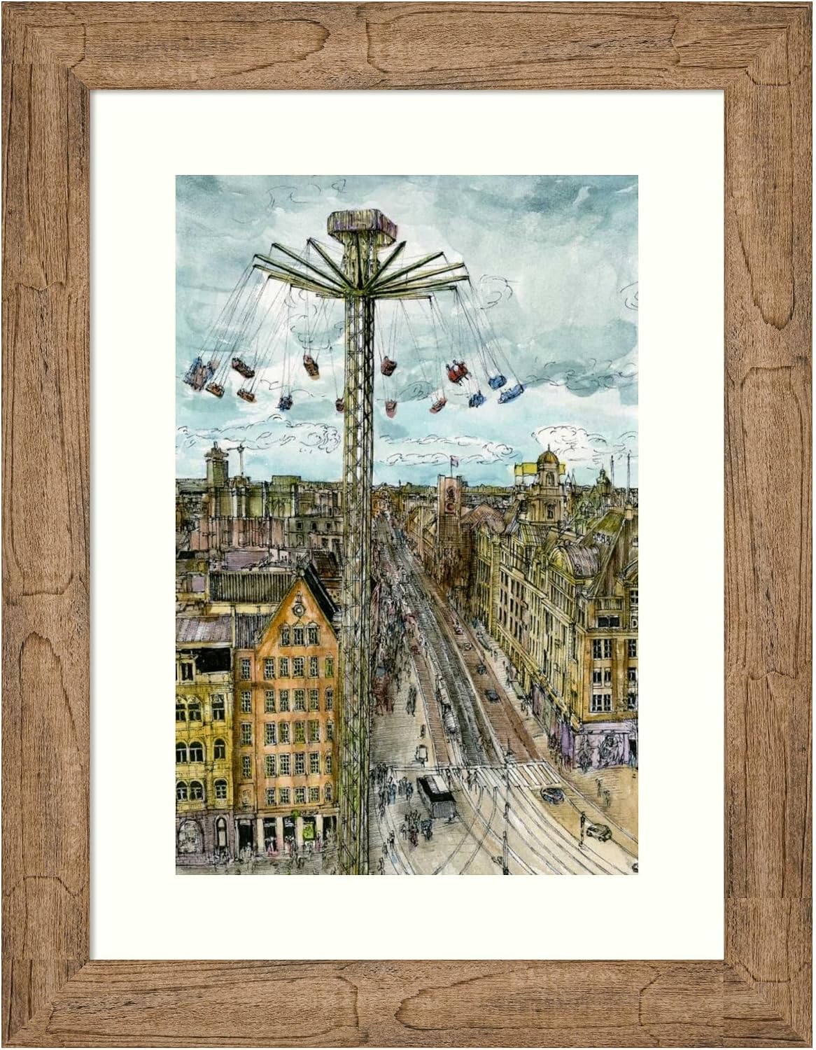 Amanti Art Framed Wall Art Print 24x18 European Afternoon IV by Melissa Wang, Cityscapes Wall Art, Industrial Urban Decor, Small Poster Painting Artwork for Living Room, Bedroom, Bathroom, Kitchen,
