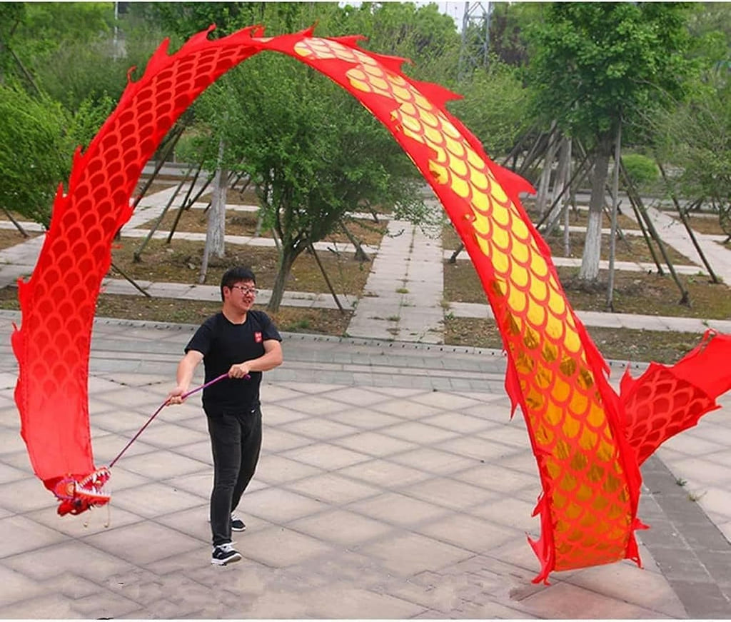 Chinese Dragon Dance 8m Dragon Ribbon Streamer 3D Colorful Dragon Silk Chinese New Year Performance Chinese Folk Dragon Dance Dance Dragon Props Interesting