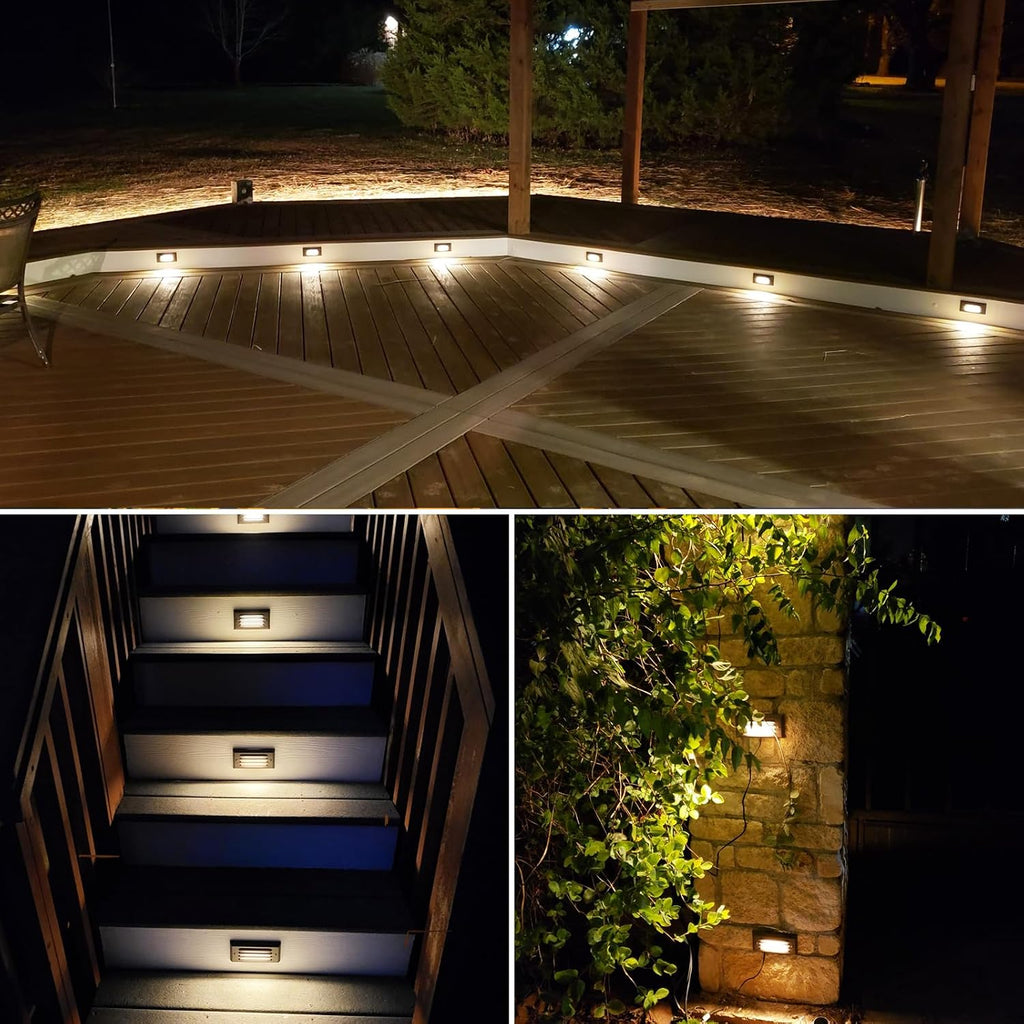 SUNVIE LED Low Voltage Step Lights 3000k Step Light Outdoor 5W Low Voltage Deck Lights with Horizontal Louver Faceplate Deck Stair Light for Stairs Fence Post Fastlock2 Connectors Included, 12 Pack