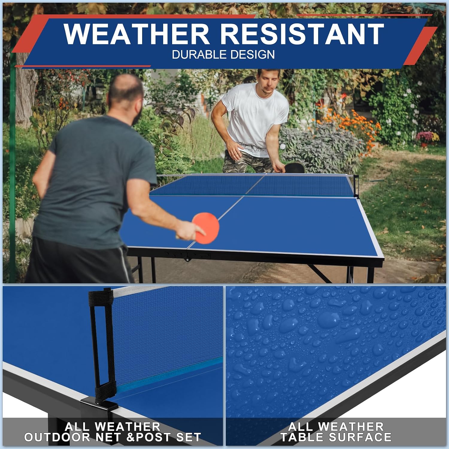Portable Ping Pong Table, Foldable Indoor Table Tennis Tables Game, Folding Indoor Table Tennis w/ 2 Paddles, 2 Balls and Net for Adults/Teens, Quick Assembly