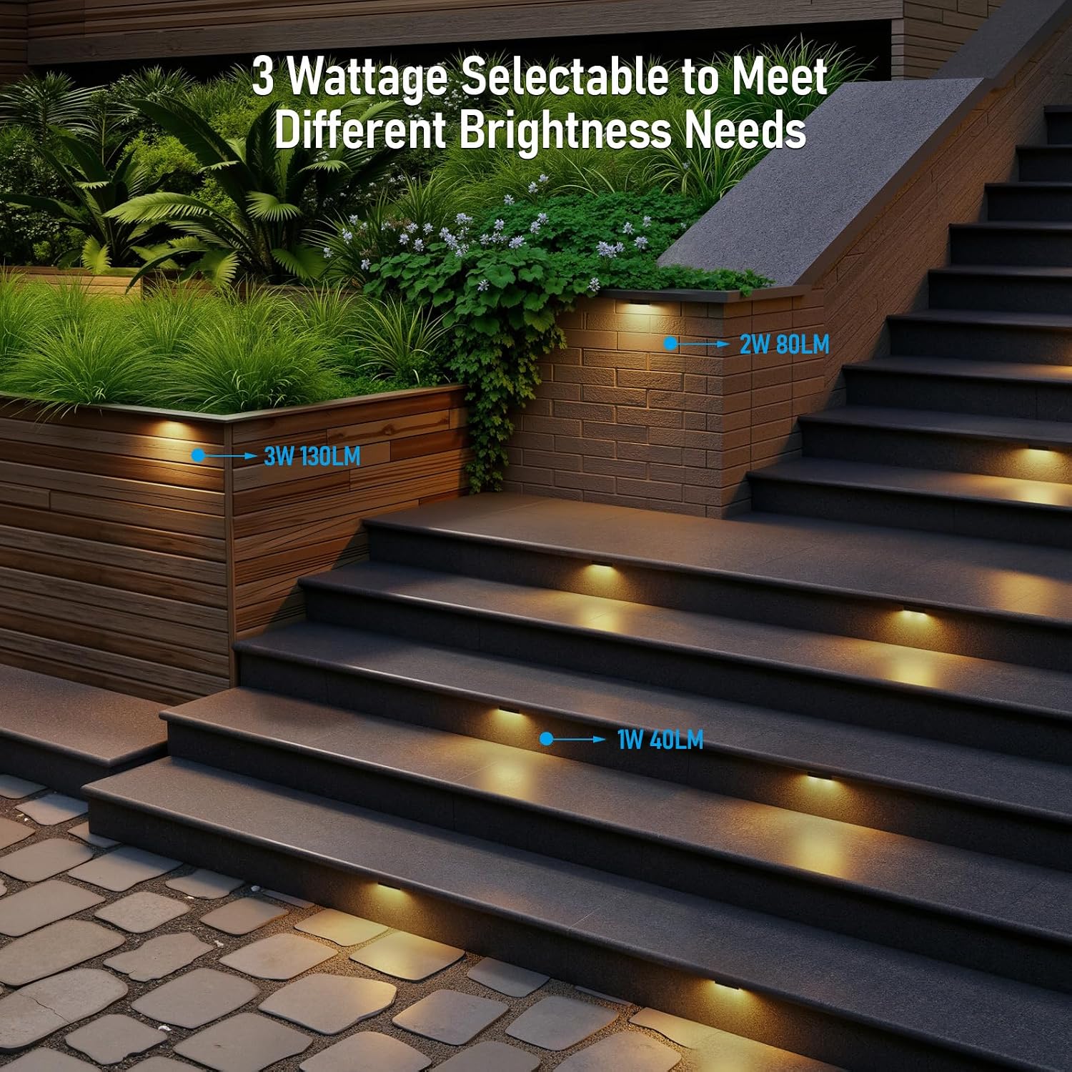 LEONLITE 8-Pack 4 Inch LED Hardscape Lighting, Update Retaining Wall Lights, LED Landscape Lighting, 12-24V AC/DC Paver Light Low Voltage, 1W/2W/3W Dimmable Outdoor Step Lights, 2700K Soft White, ETL