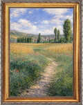 Large Framed Path on the Island of Saint Martin By Claude Monet Canvas Wall Art Countryside Wheat Field Landscape Oil Paintings Reproduction Poster European Artwork Print Home Decor 24x36inch