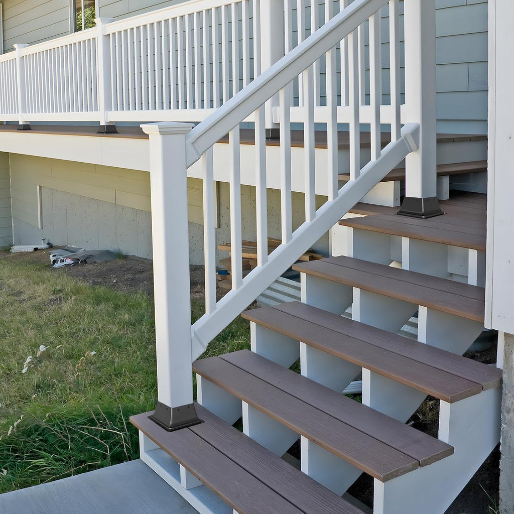 FMhotu 4x4 Post Base 20Pcs, Internal 3.6'x3.6' Heavy Duty Powder-Coated Steel Post Bracket Fit for Standard Wood Post Anchor, Decking Post Base for Deck Porch Handrail Railing Support with Screws