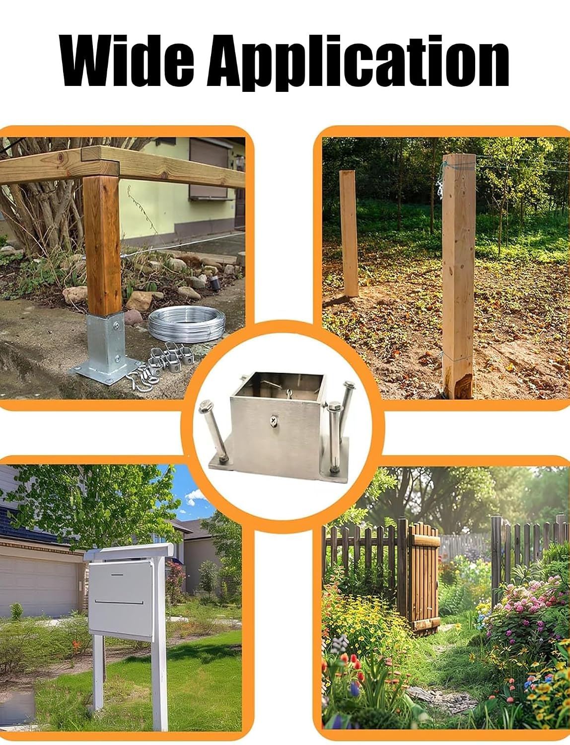 Post Support Base Galvanised Steel Post Holder Made for Wooden Structures,Brackets for Garden Pergola,Porch Railing,Mailbox Mount,Deck Support Anchor Kit(15x15x10cm/5.9x5.9x3.9in)
