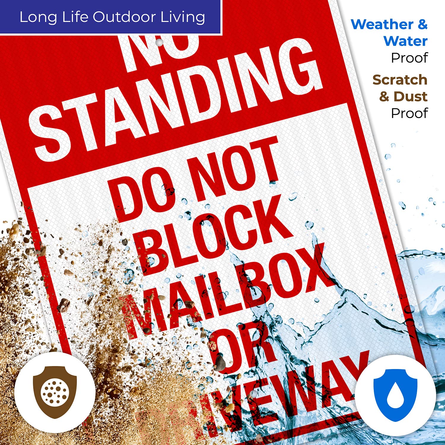 No Standing Do Not Block Mailbox Or Driveway Sign, 18x24 Inches, 3M EGP Reflective with Post & Cast Iron Base Stand Set Made in USA by Sigo Signs