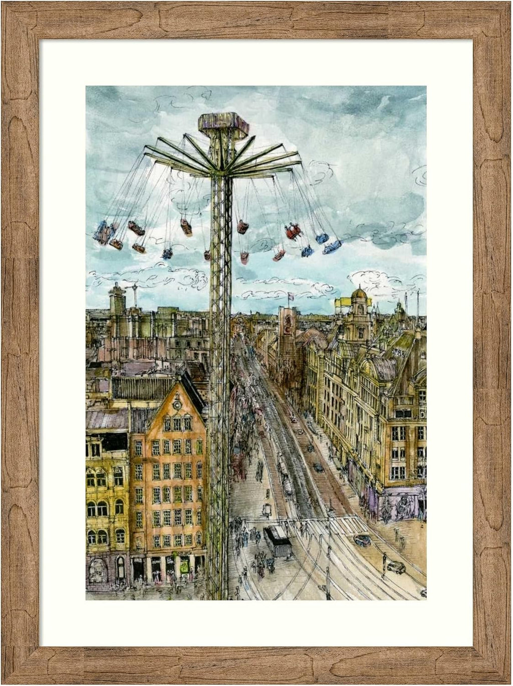Amanti Art Framed Wall Art Print 36x27 European Afternoon IV by Melissa Wang, Cityscapes Wall Art, Industrial Urban Decor, Large Poster Painting Artwork for Living Room, Bedroom, Bathroom, Kitchen,