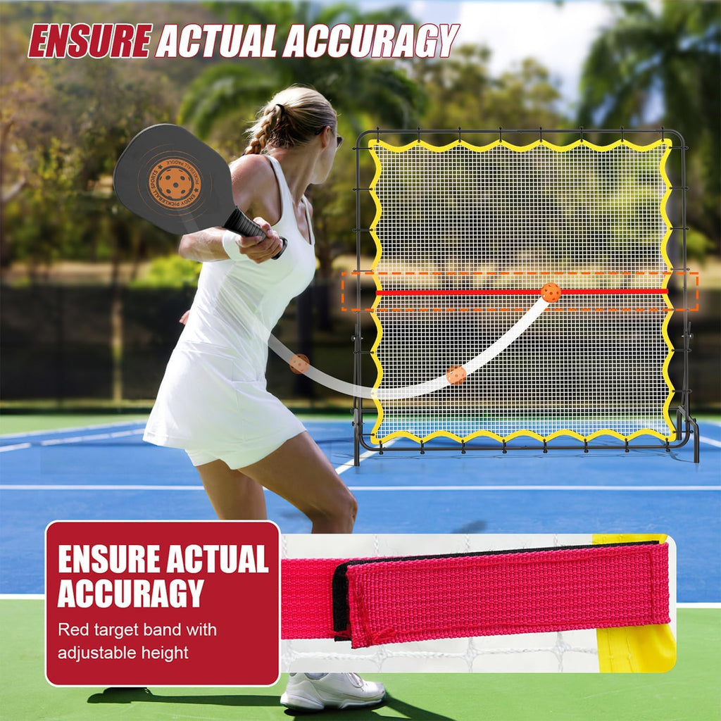 Pickleball Rebounder Net 6.5x6.5ft Portable Tennis Practice Wall Rebound Net Adjustable Tilt, Sport Training Equipment Bounce Back Net, for Court Backyard and Indoor & Outdoor
