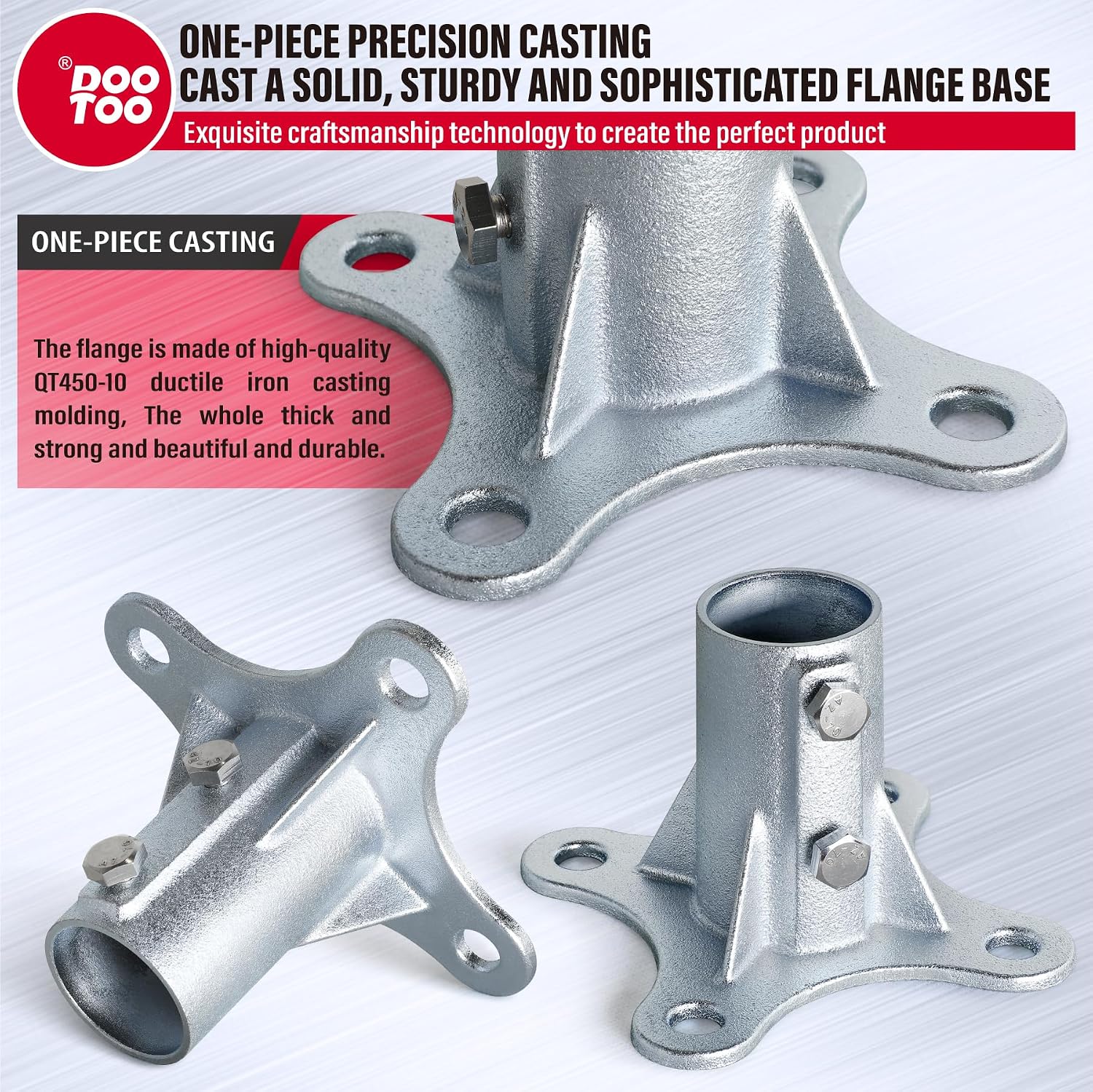 Chain Link Fence Post Flange - 2' Heavy Duty Round Post Base Bracket (8-Pack) Fits 1-7/8' Outer Diameter Fence/Mailbox/Flag Posts - Floor Mount Flange Kit