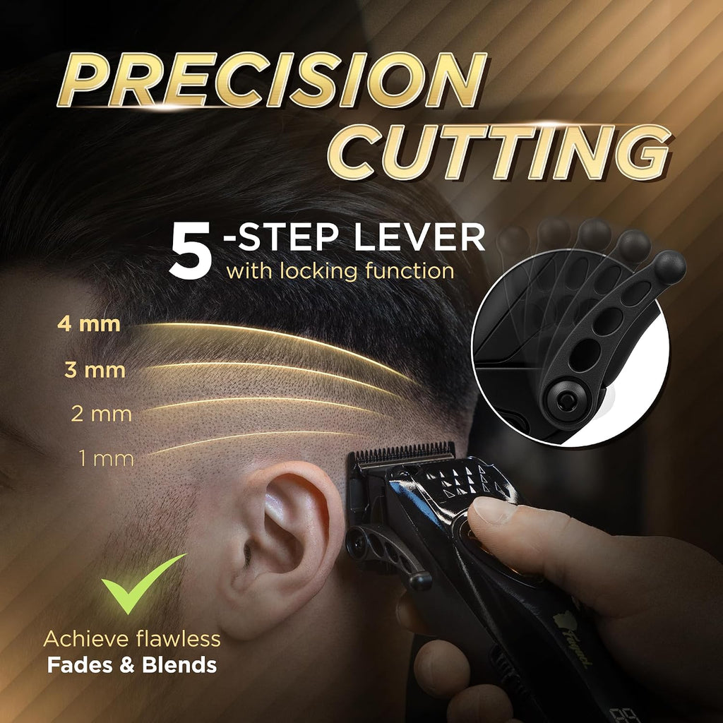 Fagaci Professional Hair Clippers for Men with DLC Blades and High Torque Vector Motor, Barber Clippers and Trimmers Set Zero Gap, 12000 RPM Hair Cutting Kit, Mens Haircut Cordless Clipper for Barber
