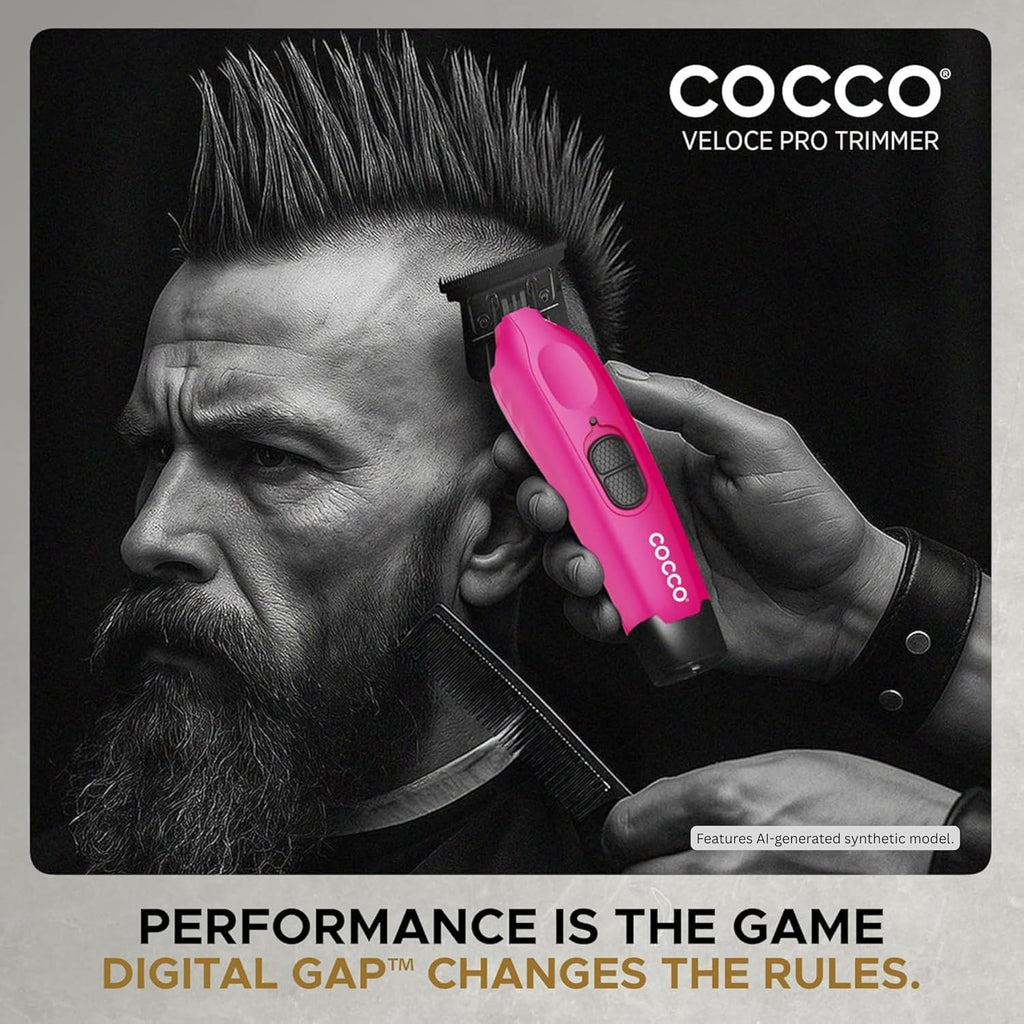 Cocco Hyper Veloce Pro Trimmer, Digital Gap Graphene Blade Edger, High-Torque Brushless BLDC Motor, Cordless, All-Metal Design, Lithium-Ion Battery, Charging Base Included
