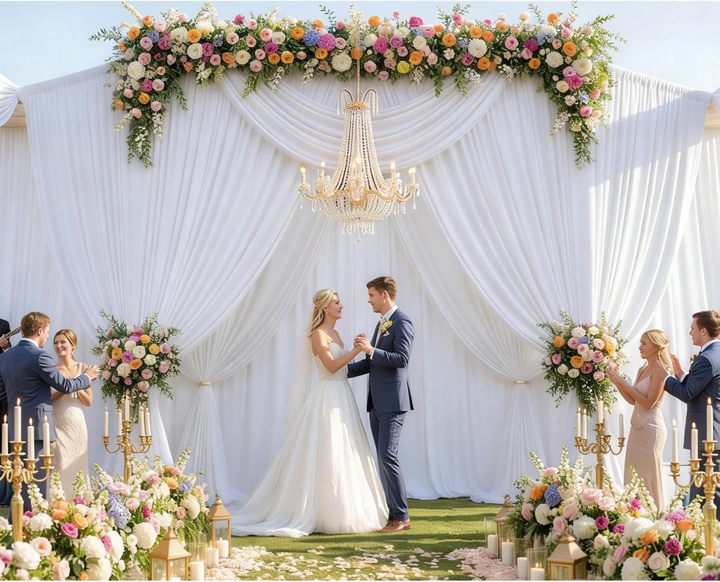 50ft x 15ft Long Backdrop Curtains for Wedding Parties, Wrinkle Free Polyester 10 Panels 15ft Long Photo Backdrop Drapes Back Drop Cloth Drapery for Birthday Photography Background Curtain