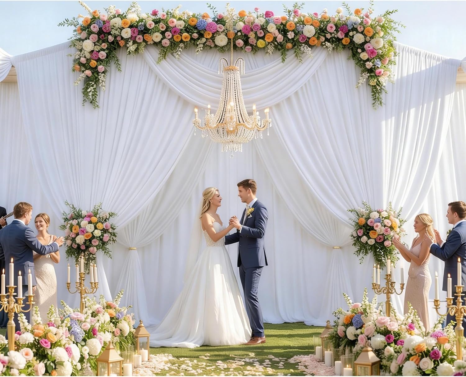 50ft x 15ft Long Backdrop Curtains for Wedding Parties, Wrinkle Free Polyester 10 Panels 15ft Long Photo Backdrop Drapes Back Drop Cloth Drapery for Birthday Photography Background Curtain