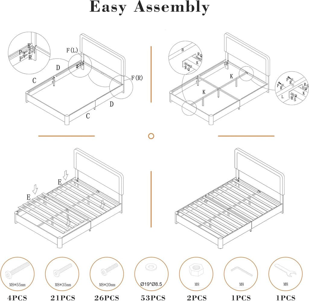 Queen Bed Frame with Headboard, Luxury Velvet Fabric Upholstered Bed frame with Button Tufted Design, Strong Wooden Slats Support - Low & Sturdy, Noise-Free, No Box Spring, Easy Assembly, Black | Plush velvet