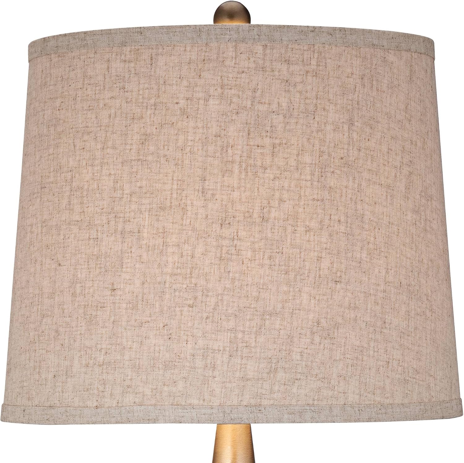 360 Lighting St. Claire Mid Century Modern 3-Way Table Lamp 30 3/4' Tall with USB Charging Port Wood Taupe Fabric Drum Shade for Bedroom Living Room Nightstand Bedside Night Stand Office