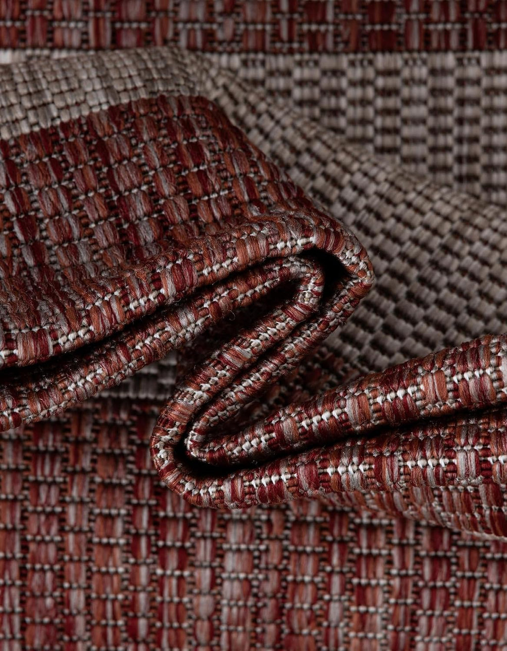 Unique Loom Outdoor Striped Collection Area Rug - Distressed Stripe (13' 1' Square Rust Red/Gray)