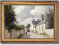 Large Framed Vintage Irish Cottage Street Oil Painting Poster Retro European Village Landscape Canvas Wall Art Sunlit Countryside Path Artwork Prints for Rusitc Farmhouse Home Decor 24x36inch