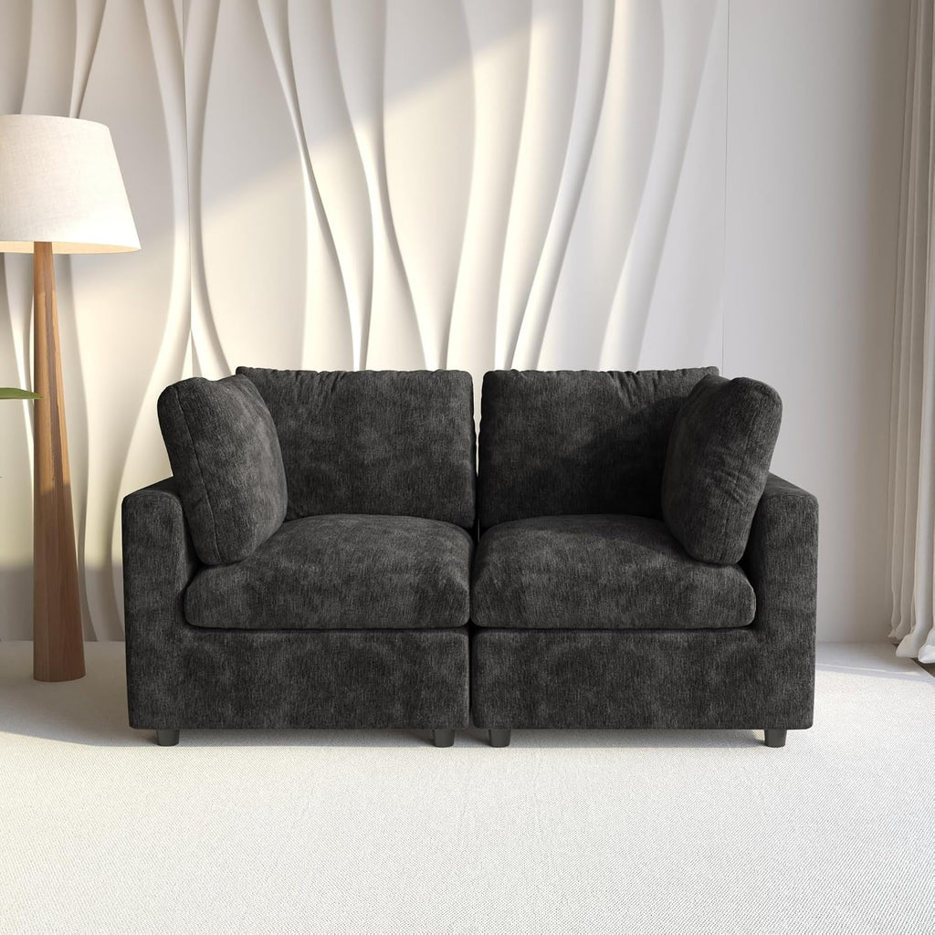 WJShome Cloud Sectional Couches for Living Room,67' Convertible Love Seat, 2 Seater Modular Sectional Sofa,Deep Seater Furniture Sets,Black