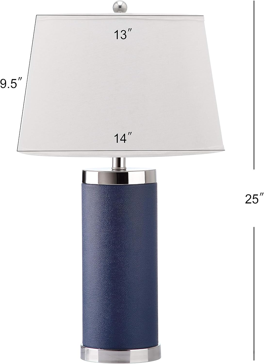 Safavieh Lighting Collection Leather Column Navy Table Lamp, Set of 2