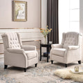 EBELLO 2 Pcs Pushback Recliner Chairs, Fabric Armchair Push Back Recliner with Rivet Decoration, Single Sofa Accent Chair for Living Room, Bedroom,Beige