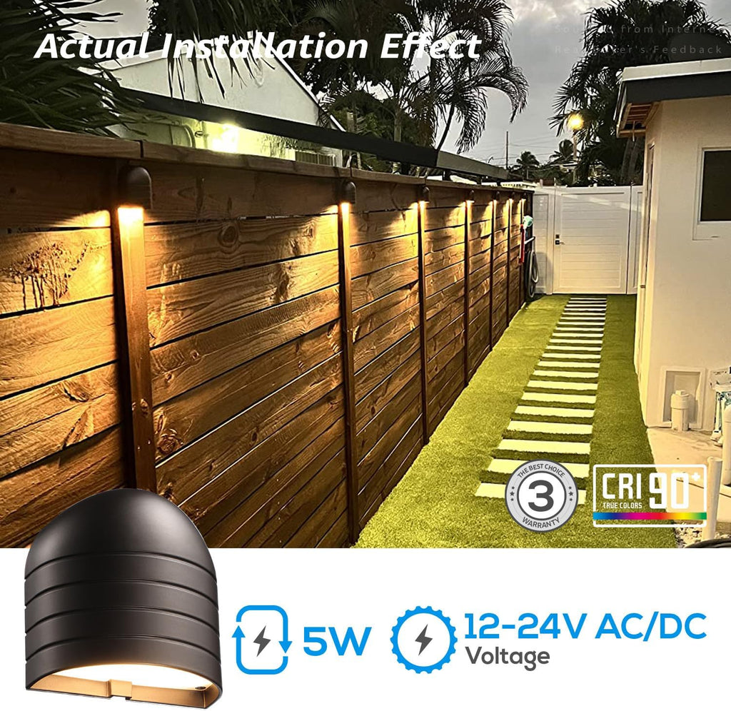 LEONLITE 12-Pack Update 5CCT Low Voltage LED Deck Lights, 250LM Ultra Bright Fence Down Light, 12-24V AC/DC Anti Glare Step Railing Light, CRI90, 1800K/2700K/3000K/4000K/5000K, IP65, Oil Rubbed Bronze