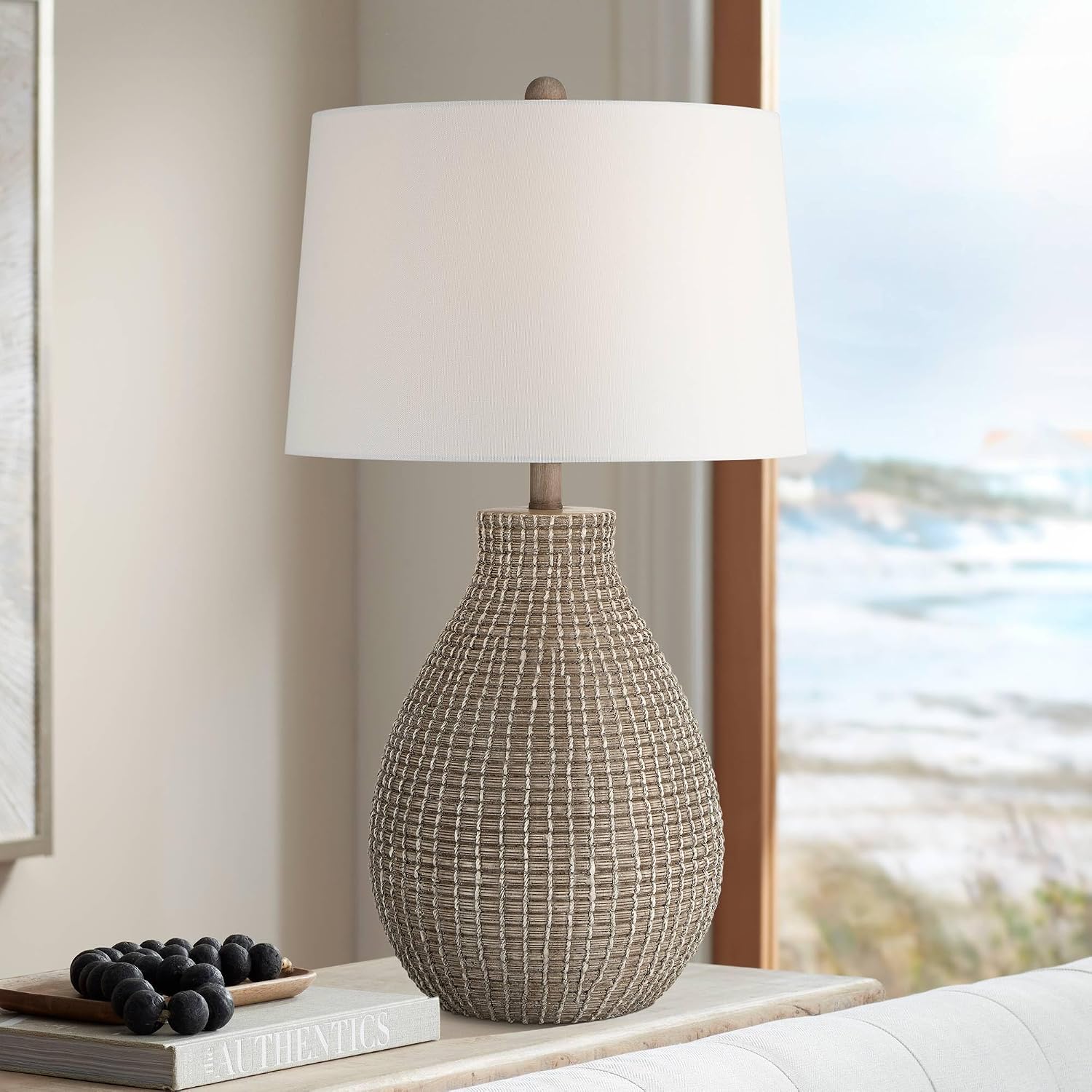 360 Lighting Adelyn 28' High Natural Beige Gourd Table Lamp Set of 2