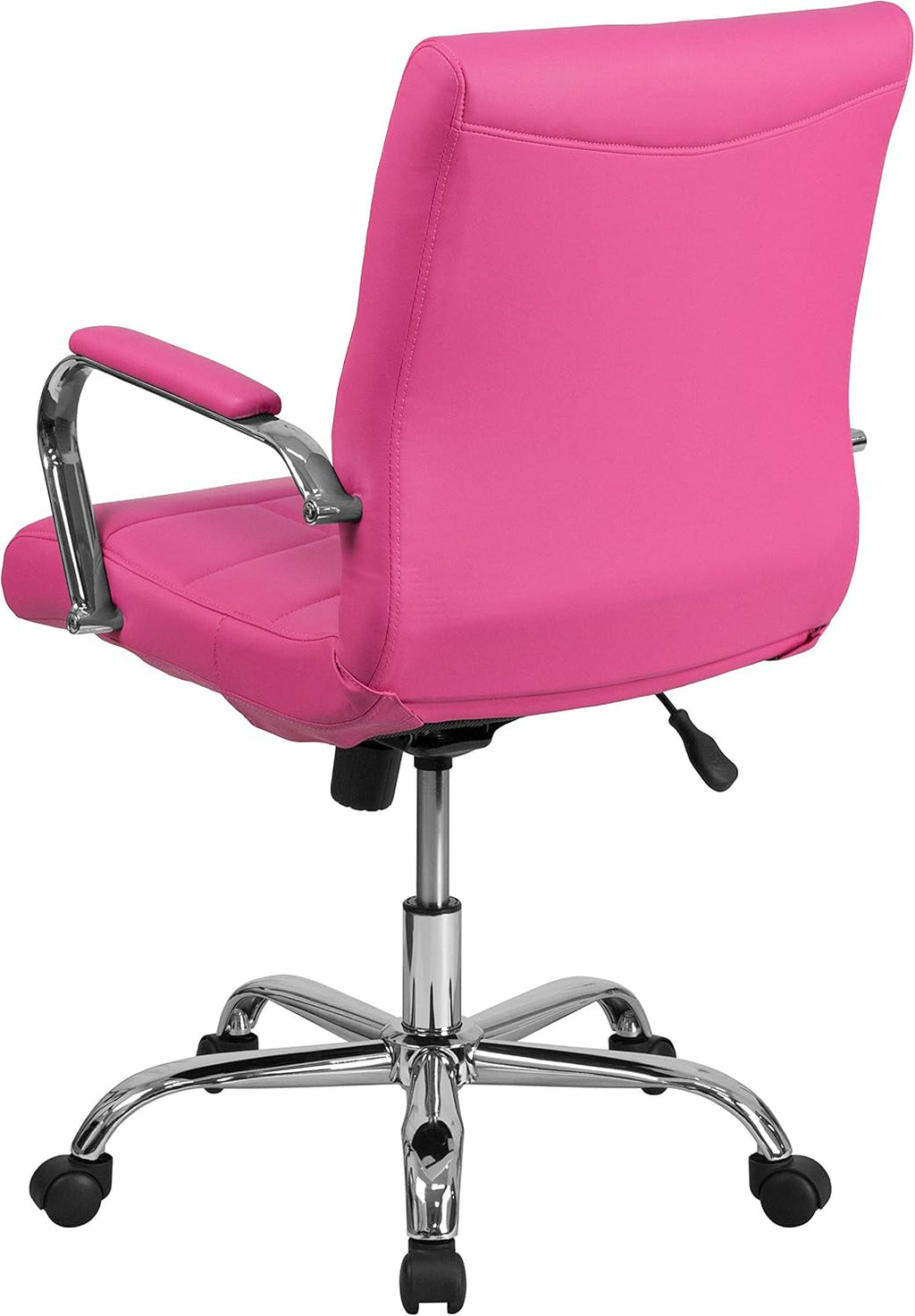 Flash Furniture Vivian Mid-Back Pink Vinyl Executive Swivel Office Chair with Chrome Base and Arms
