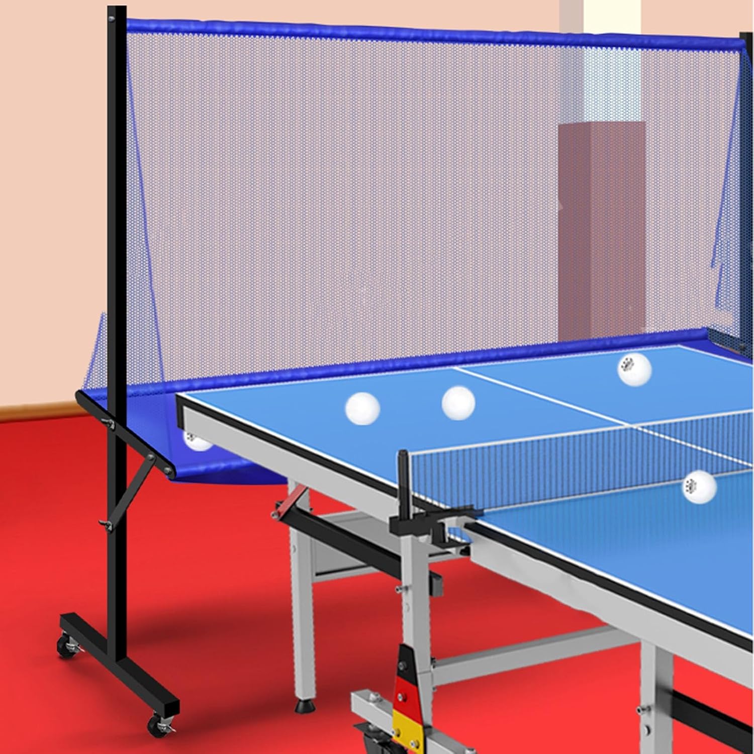 55 Inch High Table Tennis Robot Catch Net, Adults & Kids Training Tool for Multi Ball Drills, Ping Pong Recycle Catcher Equipment for Indoor Outdoor Serve Practice