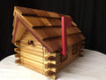 Amish Handmade Handcrafted Rural Mailbox w Flag Wood Roof Log Cabin Red